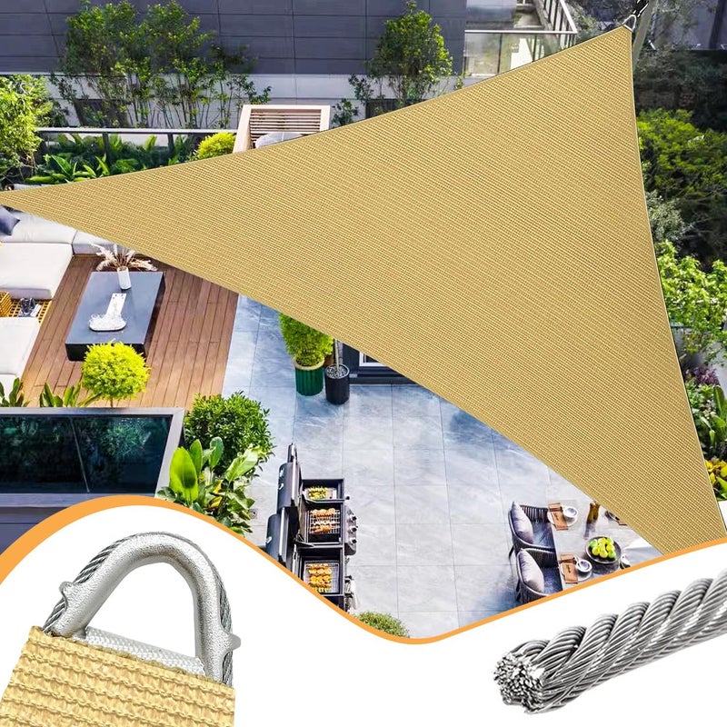 OOTONAT غطاء شمسية تجارية 20' x 20' x 20' مع حواف سلكية فولاذية مثلثية ثقيلة الوزن 185GSM للحديقة في الفناء الخلفي - Image 1